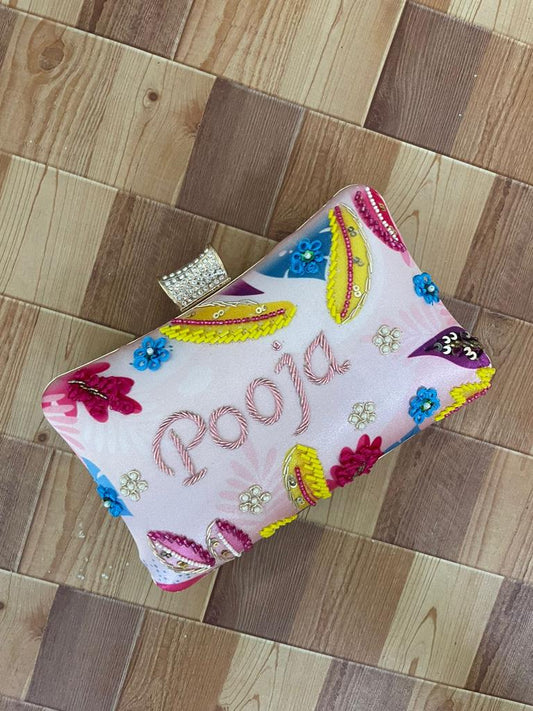 Embroided Name Clutch Bag