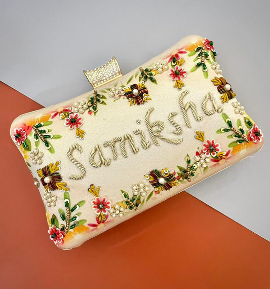 Embroided Name Clutch Bag