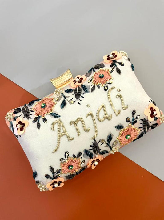 Embroided Name Clutch Bag