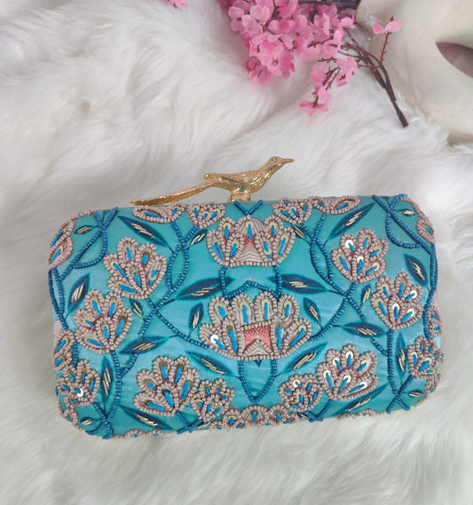 Printed and Embroided Clutch