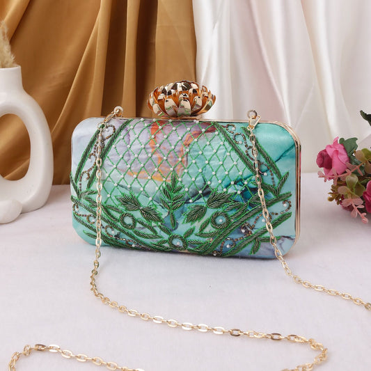 Embroidery Lotus Clutch