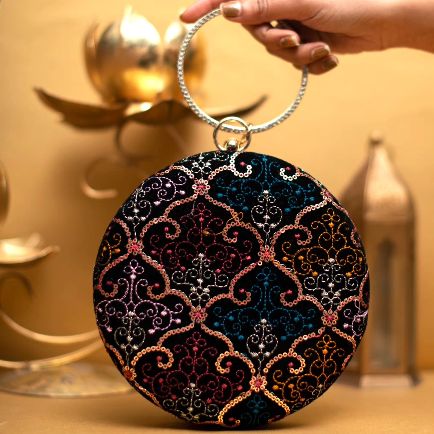 Designer Embroidery Round Bag