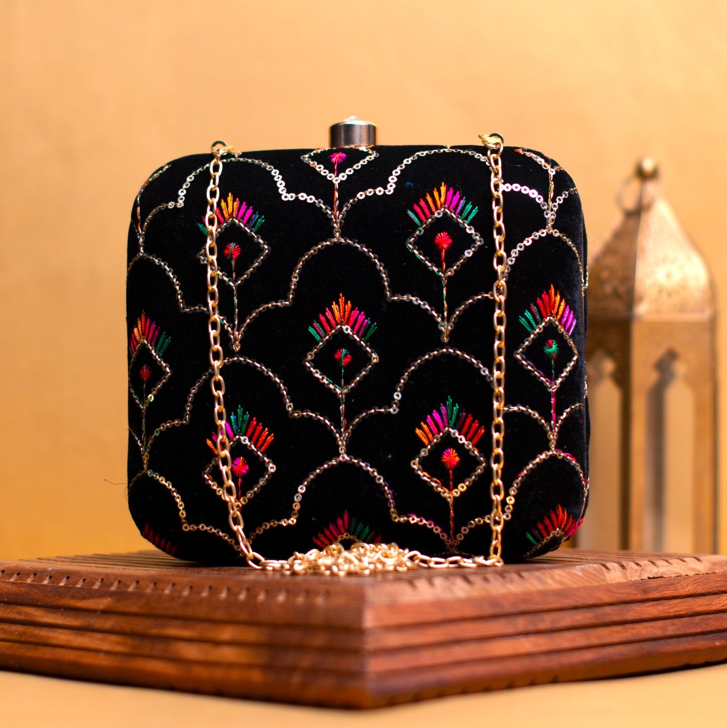 Square Embroidery Clutch