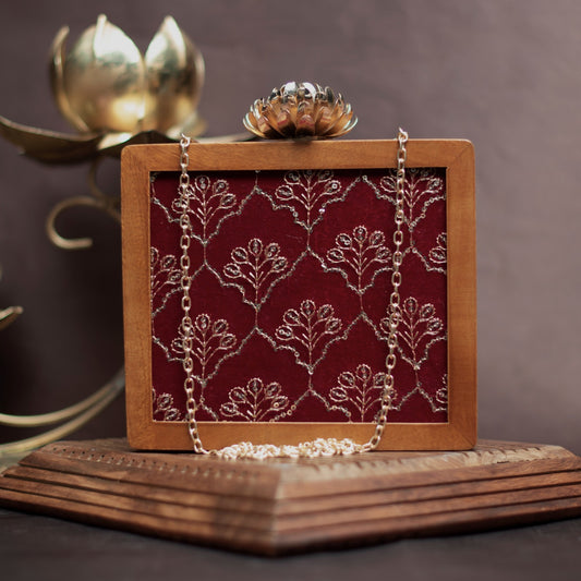 Wooden Clutch With Embroidery