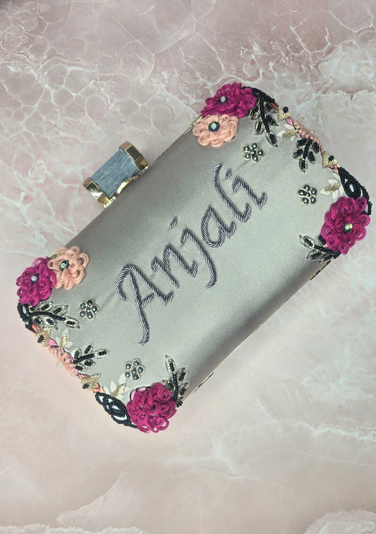 Embroided Name Clutch Bag