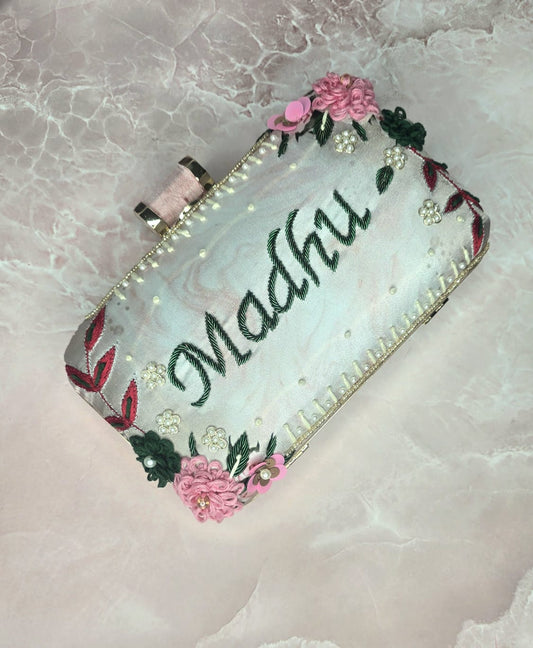 Embroided Name Clutch Bag