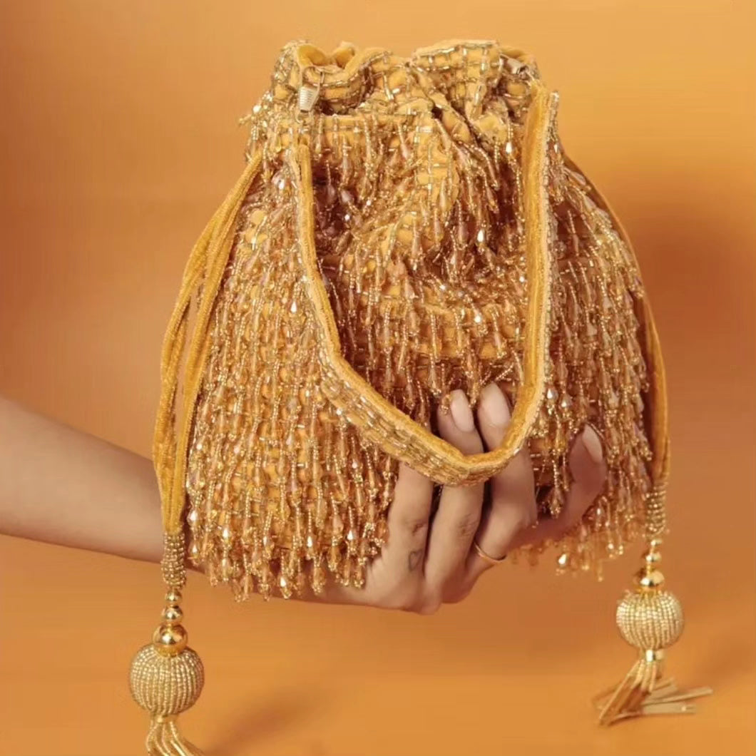 Crystal Hanging Golden Potli Bag