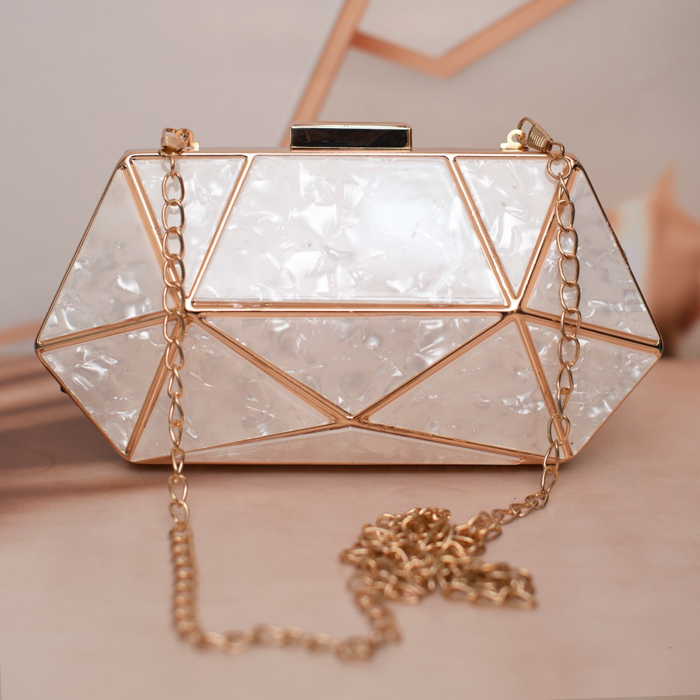 Metal Clutch with Acrylic Cutouts